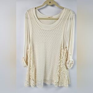 Indigo Soul Lace Detail Cream Top